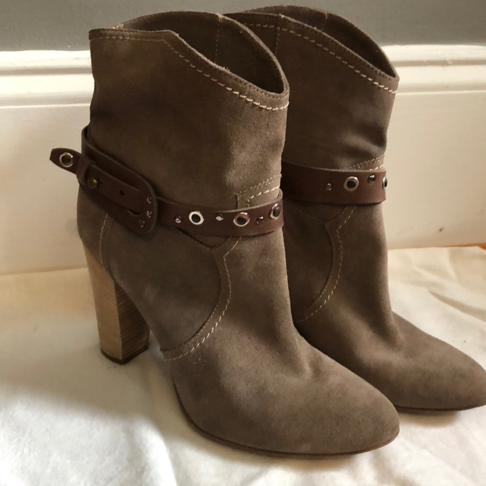Taupe suede ankle boots